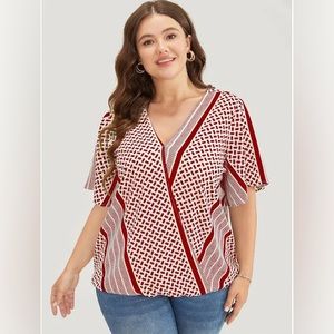 Size 18 - 20 2x BloomChic Geometric Contrast Wrap Blouse
